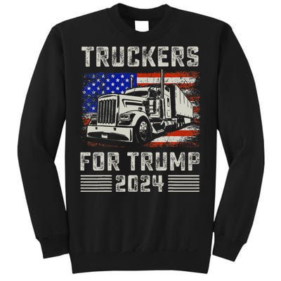 Truckers For Trump American Flag Trump 2024 Vintage Sweatshirt