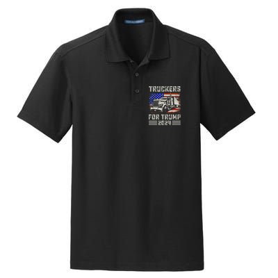 Truckers For Trump American Flag Trump 2024 Vintage Dry Zone Grid Polo