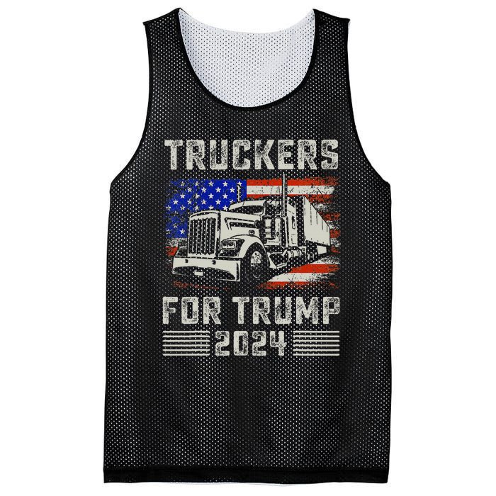 Truckers For Trump American Flag Trump 2024 Vintage Mesh Reversible Basketball Jersey Tank