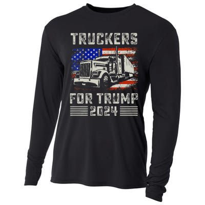 Truckers For Trump American Flag Trump 2024 Vintage Cooling Performance Long Sleeve Crew