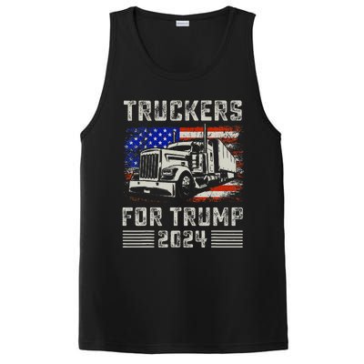 Truckers For Trump American Flag Trump 2024 Vintage PosiCharge Competitor Tank