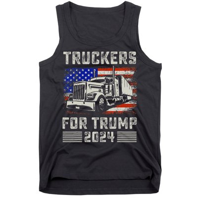 Truckers For Trump American Flag Trump 2024 Vintage Tank Top