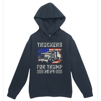 Truckers For Trump American Flag Trump 2024 Vintage Urban Pullover Hoodie