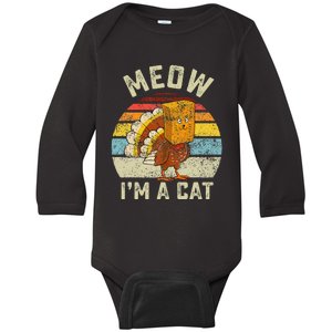 Thanksgiving Funny Turkey Fake Cat Baby Long Sleeve Bodysuit