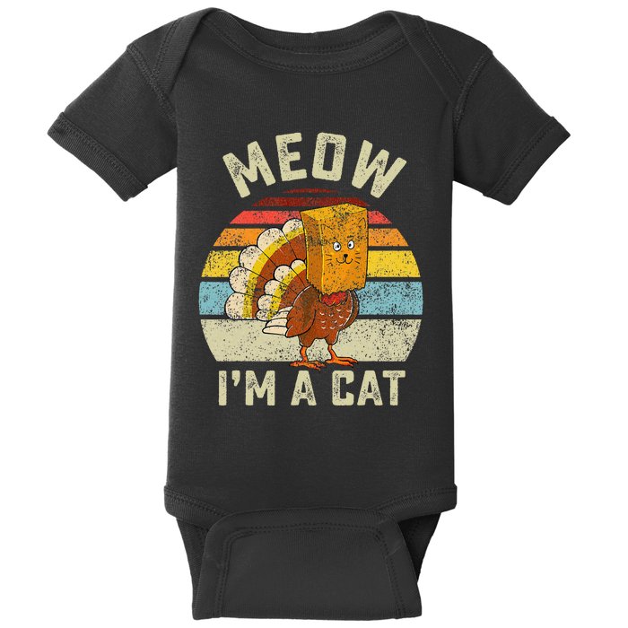 Thanksgiving Funny Turkey Fake Cat Baby Bodysuit