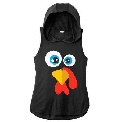 Thanksgivingturkey Face Ladies PosiCharge Tri-Blend Wicking Draft Hoodie Tank