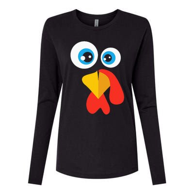 Thanksgivingturkey Face Womens Cotton Relaxed Long Sleeve T-Shirt