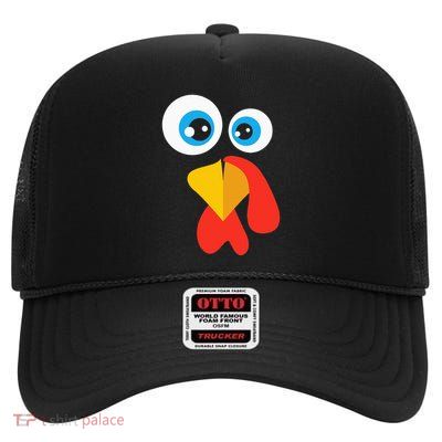 Thanksgivingturkey Face High Crown Mesh Back Trucker Hat
