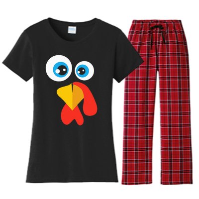 Thanksgivingturkey Face Women's Flannel Pajama Set