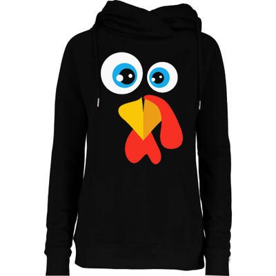 Thanksgivingturkey Face Womens Funnel Neck Pullover Hood