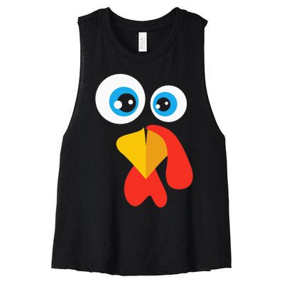 Thanksgivingturkey Face Women's Racerback Cropped Tank