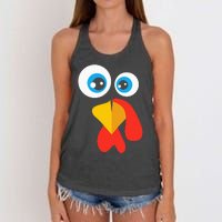 Thanksgivingturkey Face Women's Knotted Racerback Tank