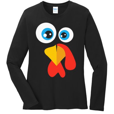 Thanksgivingturkey Face Ladies Long Sleeve Shirt