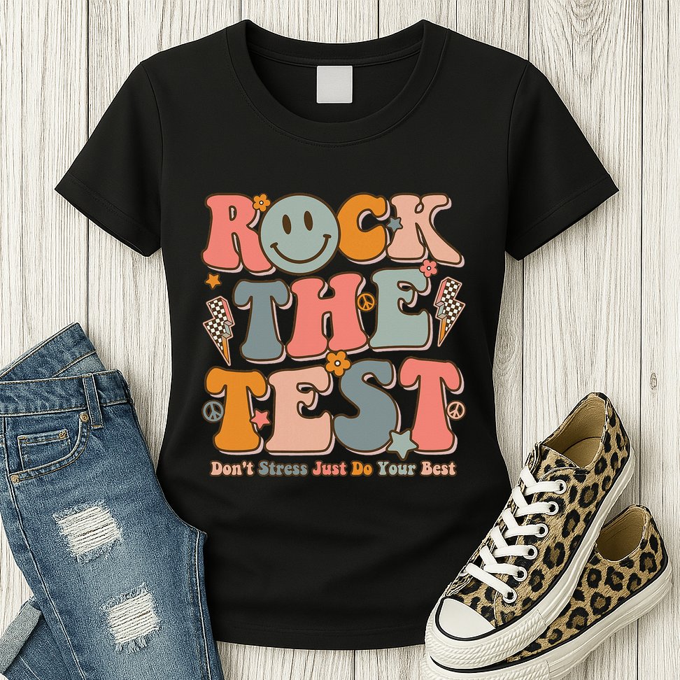 Testing For Teachers Test Day Teacher Rock The Test Womens T-Shirt