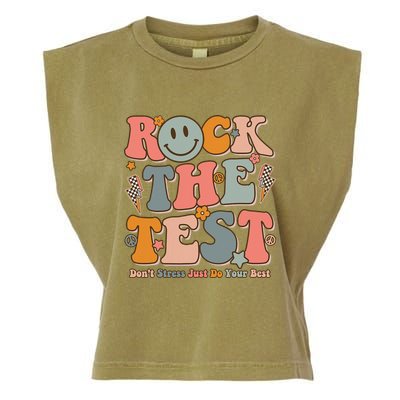 Testing For Teachers Test Day Teacher Rock The Test Garment-Dyed Women's Muscle Tee
