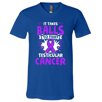 To Fight Testicular Cancer Awareness Testicle Cancer Great Gift V-Neck T-Shirt