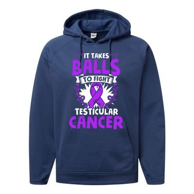 To Fight Testicular Cancer Awareness Testicle Cancer Great Gift Performance Fleece Hoodie