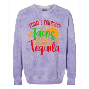 Today's Forecast Tacos With A Chance Of Tequila Funny Taco Colorblast Crewneck Sweatshirt