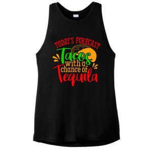 Today's Forecast Tacos With A Chance Of Tequila Funny Taco Ladies PosiCharge Tri-Blend Wicking Tank