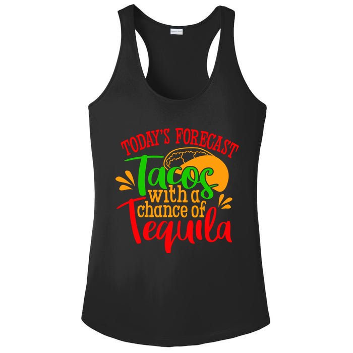 Today's Forecast Tacos With A Chance Of Tequila Funny Taco Ladies PosiCharge Competitor Racerback Tank