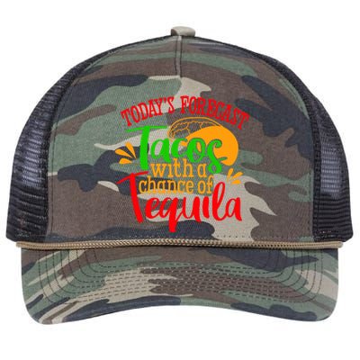 Today's Forecast Tacos With A Chance Of Tequila Funny Taco Retro Rope Trucker Hat Cap