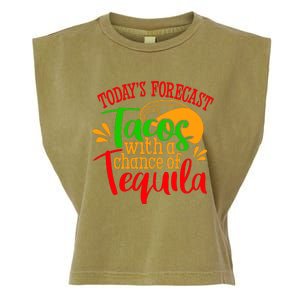 Today's Forecast Tacos With A Chance Of Tequila Funny Taco Garment-Dyed Women's Muscle Tee