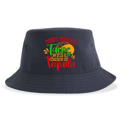 Today's Forecast Tacos With A Chance Of Tequila Funny Taco Sustainable Bucket Hat