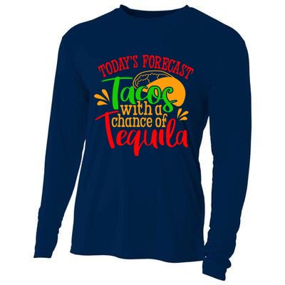 Today's Forecast Tacos With A Chance Of Tequila Funny Taco Cooling Performance Long Sleeve Crew