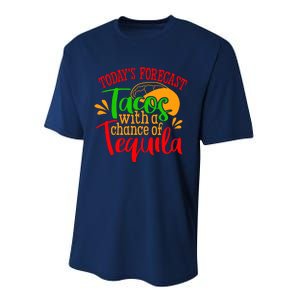 Today's Forecast Tacos With A Chance Of Tequila Funny Taco Performance Sprint T-Shirt