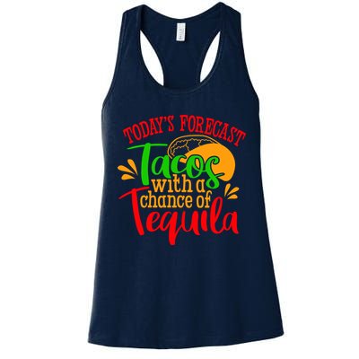 Today's Forecast Tacos With A Chance Of Tequila Funny Taco Womens Tank Top