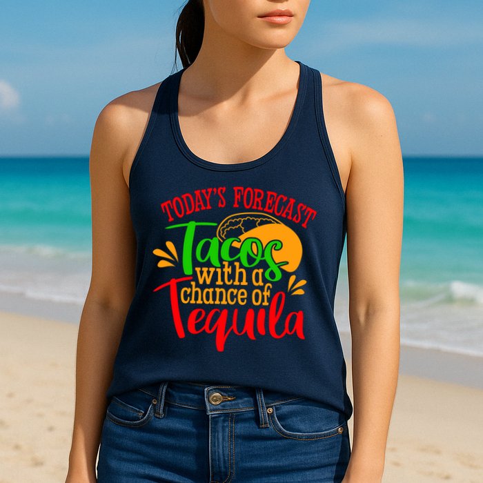 Today's Forecast Tacos With A Chance Of Tequila Funny Taco Womens Tank Top
