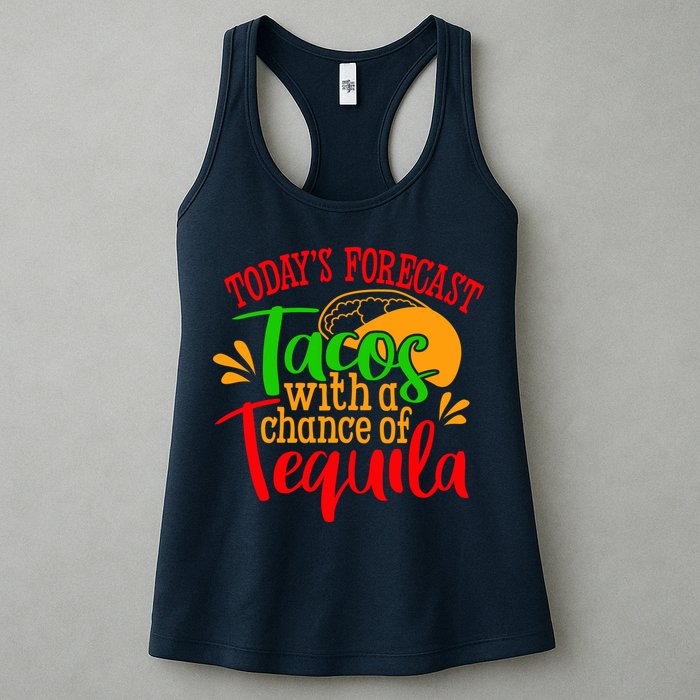 Today's Forecast Tacos With A Chance Of Tequila Funny Taco Womens Tank Top