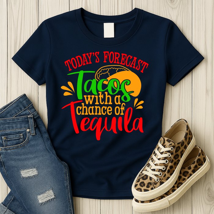 Today's Forecast Tacos With A Chance Of Tequila Funny Taco Womens T-Shirt