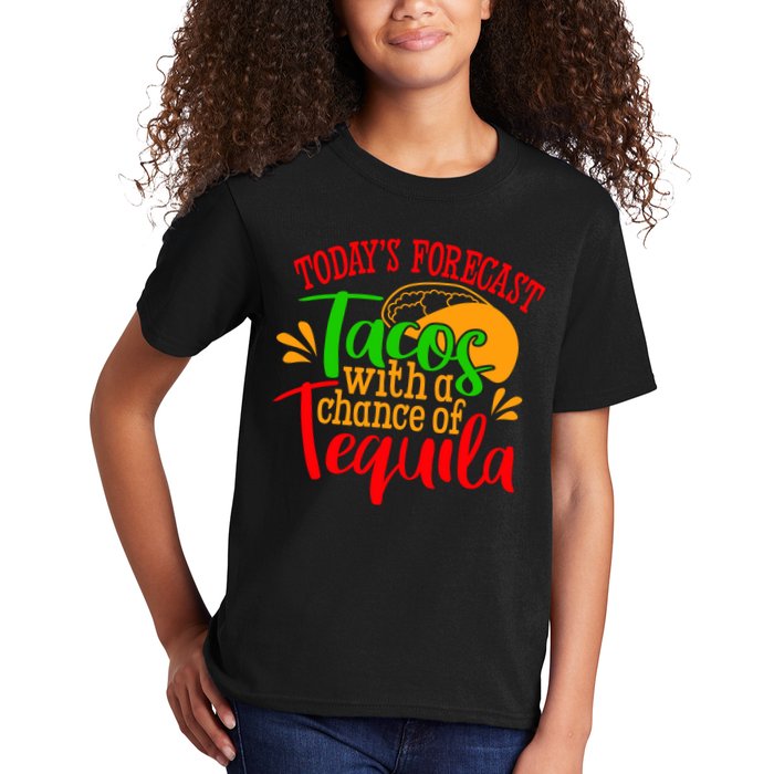Today's Forecast Tacos With A Chance Of Tequila Funny Taco Kids T-Shirt