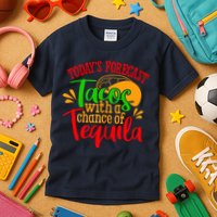 Today's Forecast Tacos With A Chance Of Tequila Funny Taco Kids T-Shirt