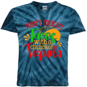 Today's Forecast Tacos With A Chance Of Tequila Funny Taco Kids Tie-Dye T-Shirt