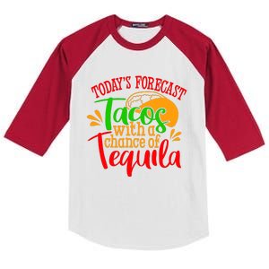 Today's Forecast Tacos With A Chance Of Tequila Funny Taco Kids Colorblock Raglan Jersey