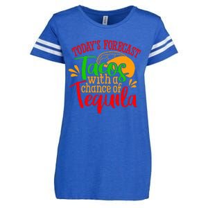 Today's Forecast Tacos With A Chance Of Tequila Funny Taco Enza Ladies Jersey Football T-Shirt