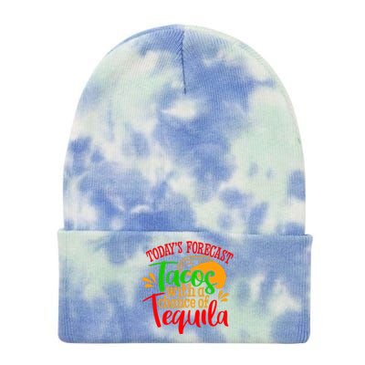 Today's Forecast Tacos With A Chance Of Tequila Funny Taco Tie Dye 12in Knit Beanie