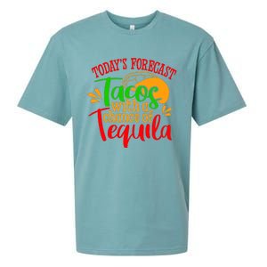 Today's Forecast Tacos With A Chance Of Tequila Funny Taco Sueded Cloud Jersey T-Shirt