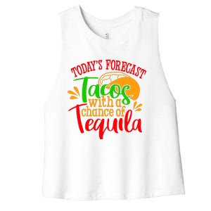 Today's Forecast Tacos With A Chance Of Tequila Funny Taco Women's Racerback Cropped Tank