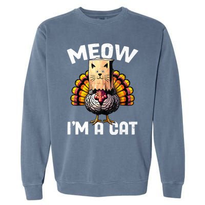 Thanksgiving Funny Turkey Fake Cat Disguise Fall Holiday Garment-Dyed Sweatshirt