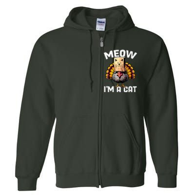 Thanksgiving Funny Turkey Fake Cat Disguise Fall Holiday Full Zip Hoodie