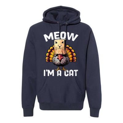 Thanksgiving Funny Turkey Fake Cat Disguise Fall Holiday Premium Hoodie