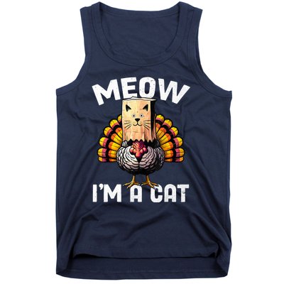 Thanksgiving Funny Turkey Fake Cat Disguise Fall Holiday Tank Top