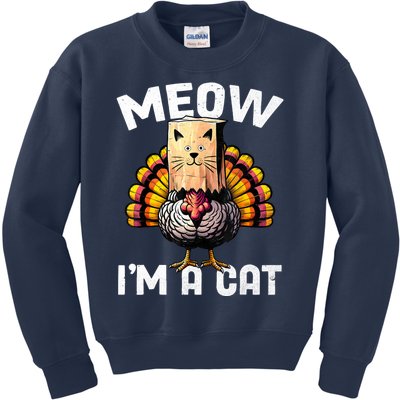 Thanksgiving Funny Turkey Fake Cat Disguise Fall Holiday Kids Sweatshirt