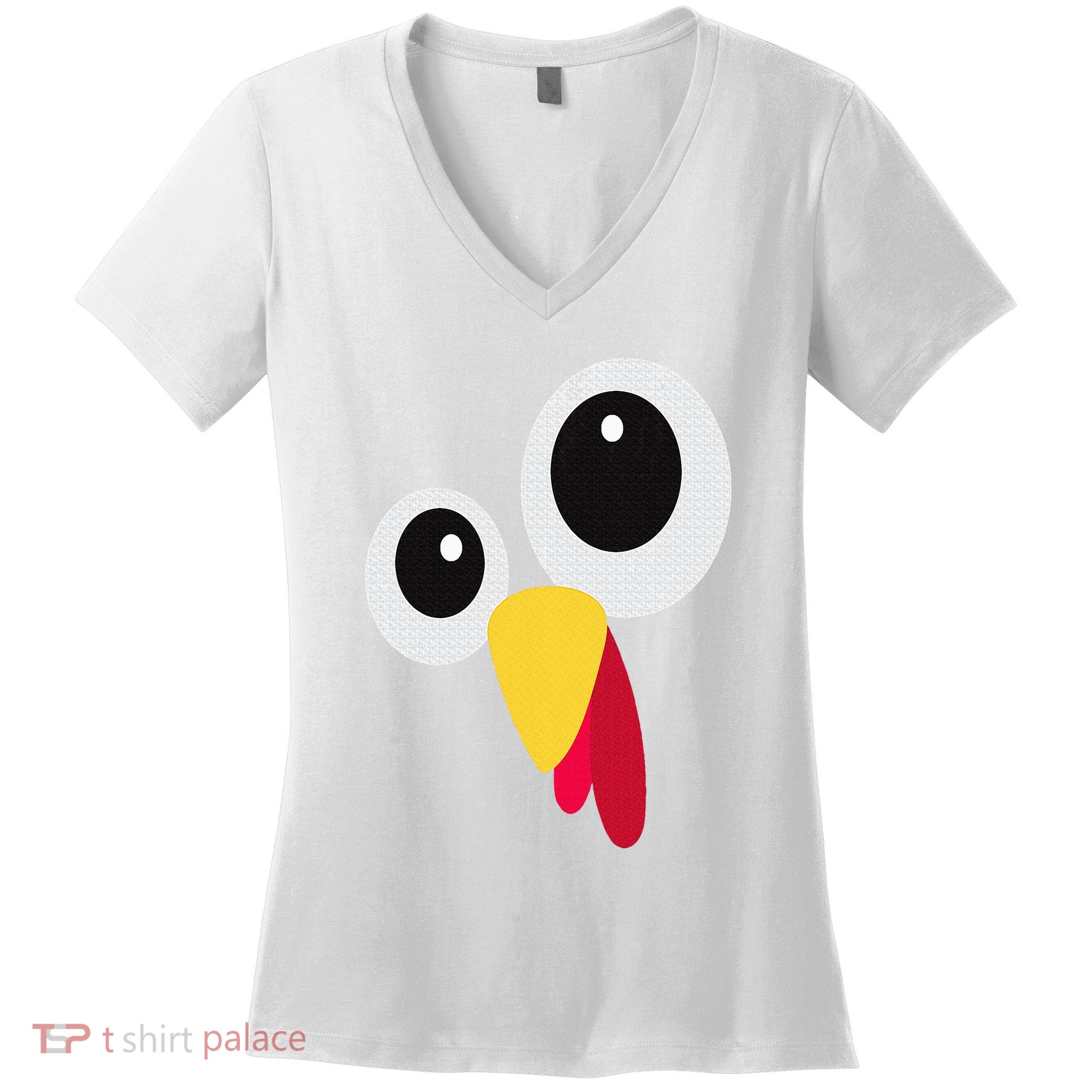 Thanksgiving Funny Turkey Face Matching Costume Women's V-Neck T-Shirt