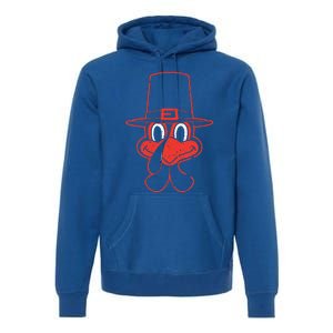 Turkey Face Thanksgiving Fall Pattern Funny Premium Hoodie