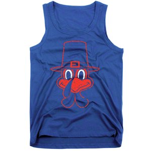 Turkey Face Thanksgiving Fall Pattern Funny Tank Top