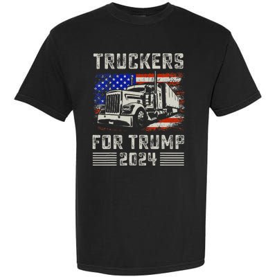 Truckers For Trump American Flag Trump 2024 Vintage Garment-Dyed Heavyweight T-Shirt